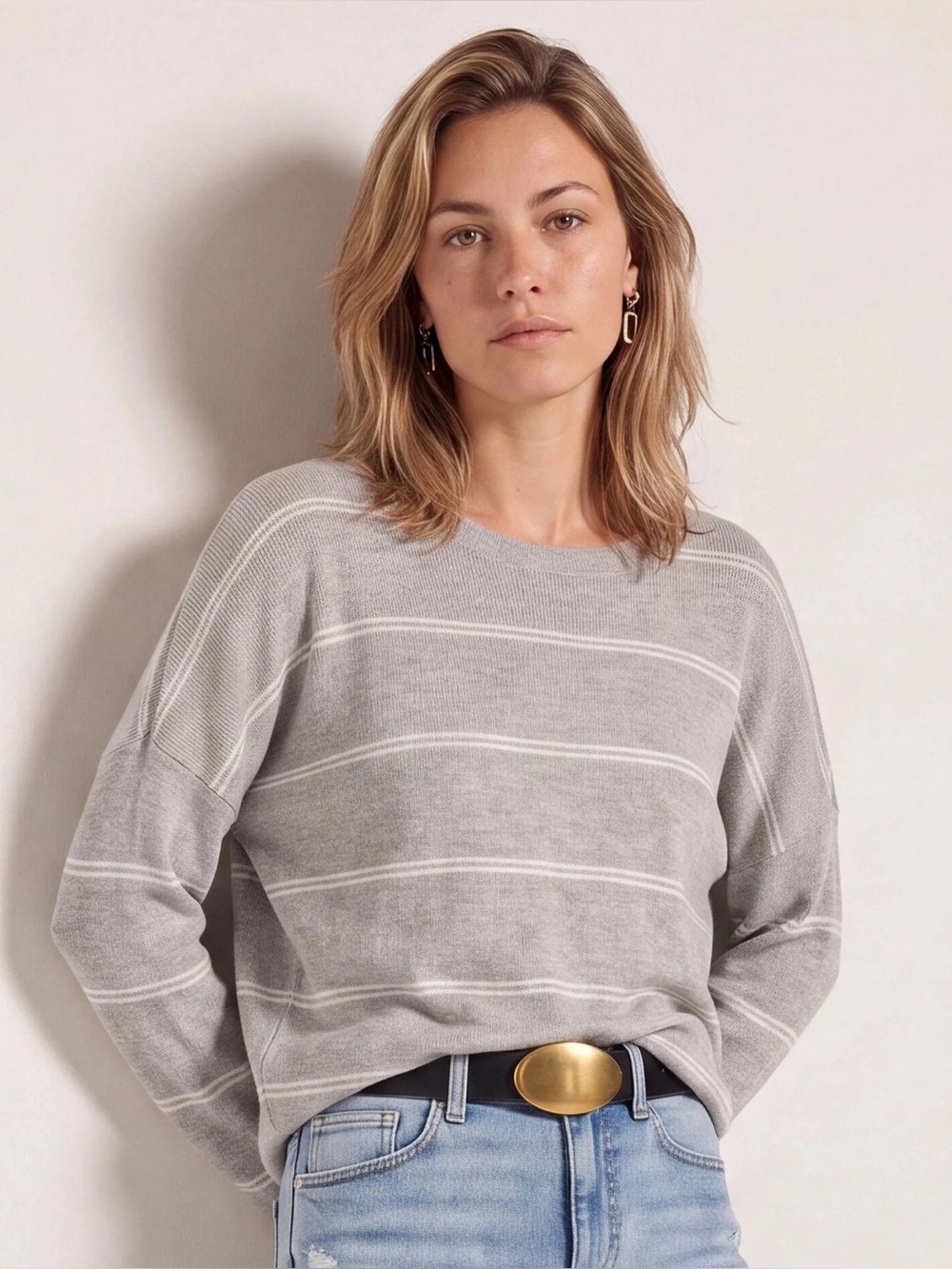 78&Sunny Grey Crew Neck Wool Blend Sweater